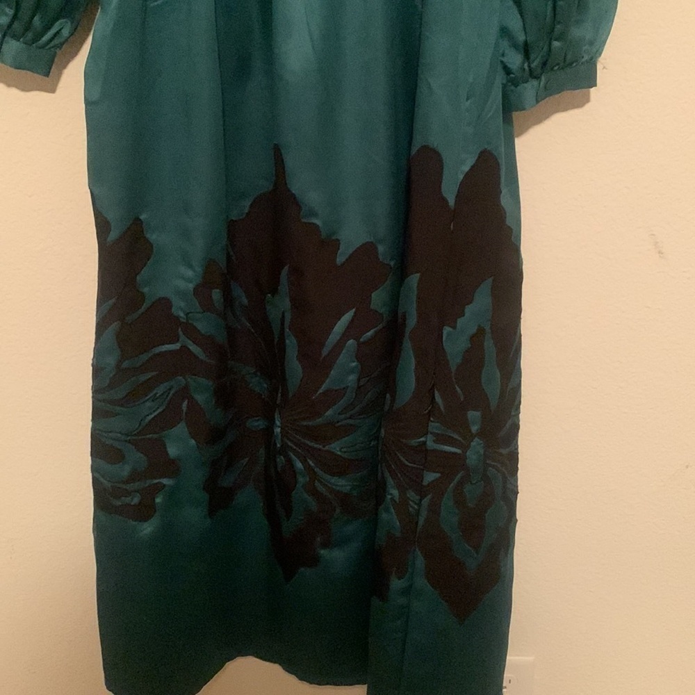 Anthropologie Nikasha Embroidered Satin midi V neck Dress autumn wedding guest - Picture 7 of 14